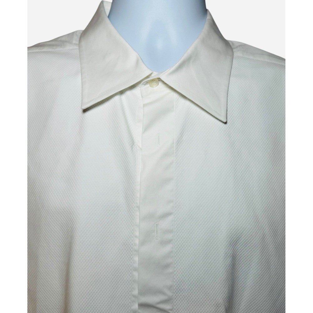 SUITSUPPLY White Tuxedo Shirt Men's 46/18 Long Sleeve Cotton French Cuffs - Picture 6 of 10